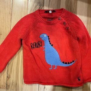 Joules Red Sweater with Blue Dinosaur
